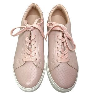 Greats Women's Size 8.5 Brooklyn Royale Pink & White Perforated Leather Sneakers